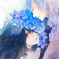  一男一女两张脸连在一起的动漫封面