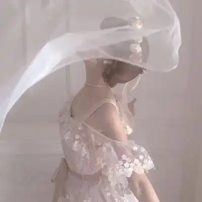  池乔婚纱女头纱白色超好看头像
