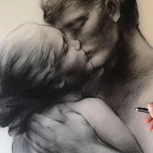  美女画家,对素描有很深的理解