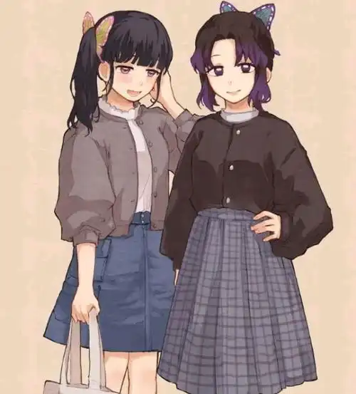  鬼灭之刃穿着休闲装的cp,善逸与祢豆子牵手,蛇恋两柱太甜了图片来源于网络侵权请见谅