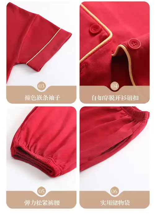  大红喜庆情侣短袖开衫套装加肥加大码夏季睡衣女纯棉爆款家居服