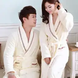 法兰绒情侣睡袍加绒家居服浴袍保暖图片大全邮乐官方网站