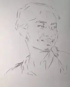  朱传奇教你画带着清新笑容的女青年素描头像