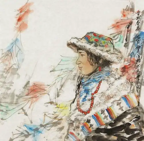  表情刘结锋人物画作品着重刻画人物的内心世界和内在气质,展现少数民族的...表情