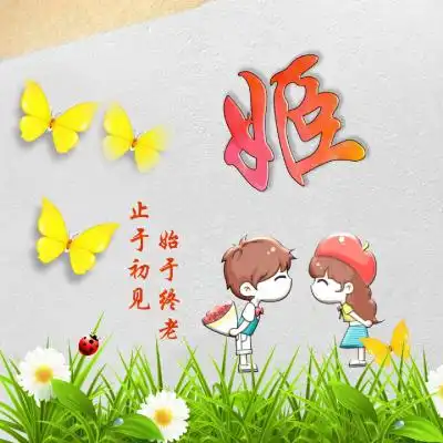  百家姓情侣头像,卡通人物蝴蝶主题,始于初见止于终老