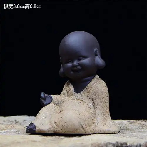  紫砂茶宠小和尚小沙弥佛像琴棋书画可爱公仔多肉植物汽车精品摆件