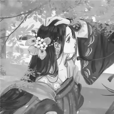  古风动漫情头黑白漫画一对