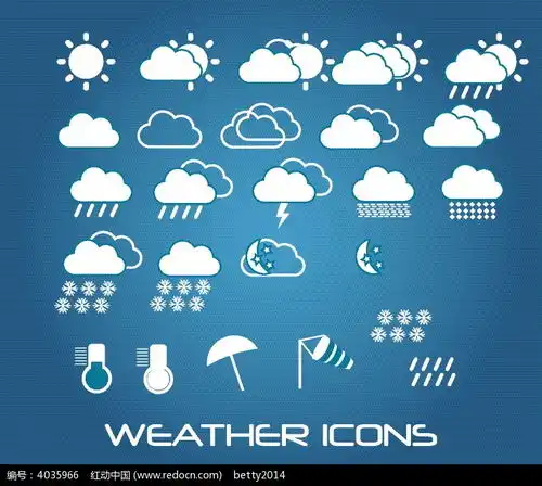  全套白色平面天气图标eps素材免费下载红动网
