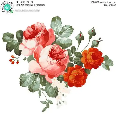  唯美时尚的水墨月季花psd素材免费下载编号608667红动网