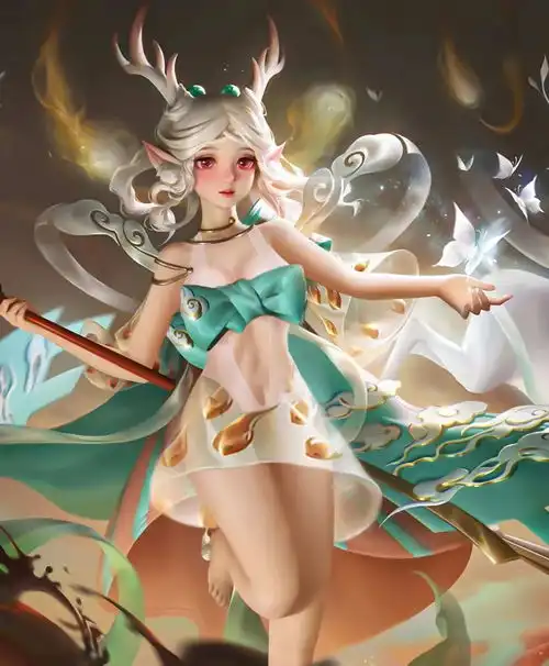  王者荣耀瑶去掉小内霸气瑶遇见神鹿动漫图片瑶遇见神鹿嘴巴里含球