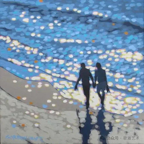  夏天海滩的光影与爱情英国艺术家戈登亨特