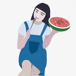 夏天清凉一夏吃西瓜主题卡通图片素材其他格式下载动漫人物大全