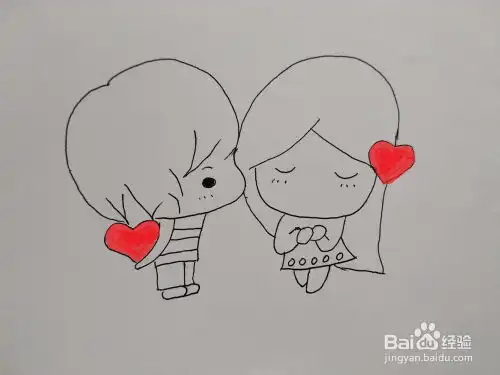  卡通小情侣的简笔画方法