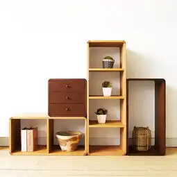  日式书房实木置物架图片