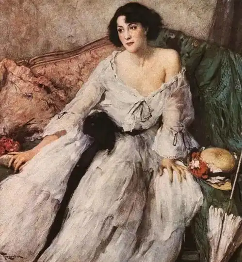  端正秀丽的美女油画︱比利时画家弗尔南图森特绘画作品