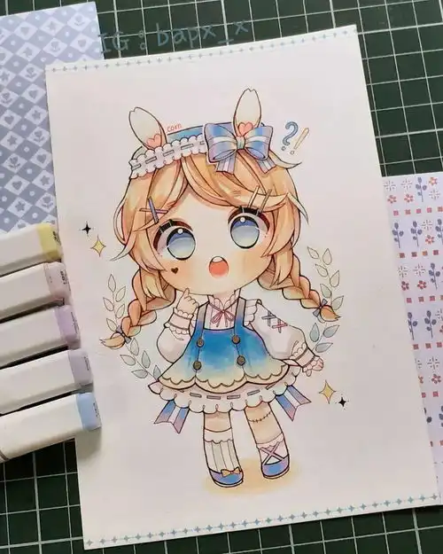  q版女生萌萌哒q版女生马克笔手绘教程,赶紧画起来