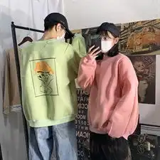  2151亚b风情侣原创加绒卫衣1学生套头涂鸦加厚外套zq06