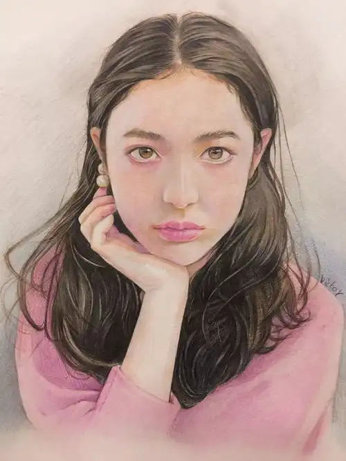  这个彩铅小姐姐太美了,有一种恋爱的感觉