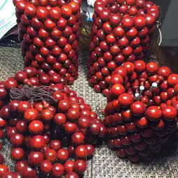  印度小叶紫檀佛珠高密度纯正鸡血红带星男女情侣款手串手链