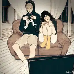  甜齁的情侣插画,看得人脸红心跳想恋爱网友呵,这该死的爱情