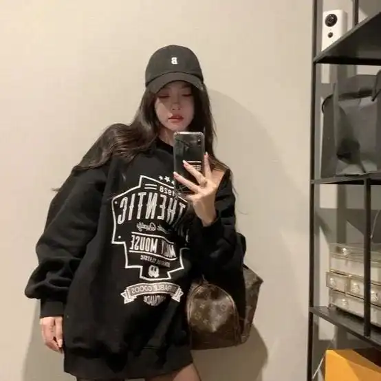  2021秋冬新款大咸私服米奇款加绒情侣印花卫衣