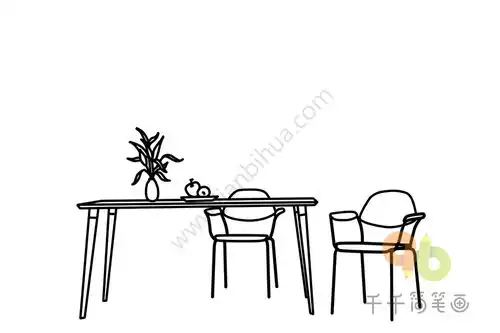  简约餐厅简笔画
