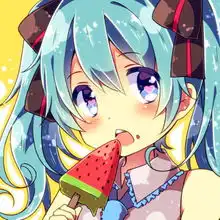 动漫少女吃西瓜冰淇淋的图片,急用