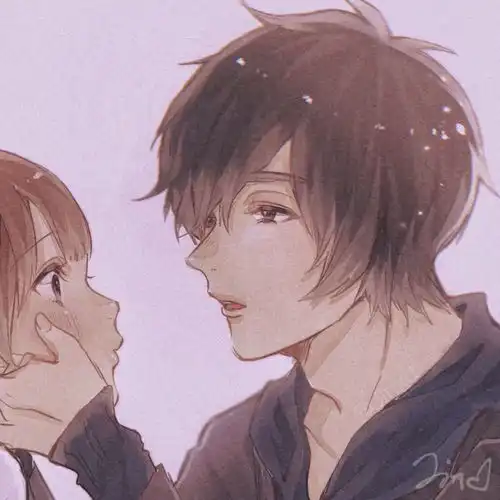  手绘动漫插画情侣头像