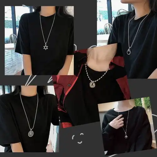  韩版长款毛衣链网红ins嘻哈吊坠街头钛钢项链个性潮男女情侣饰品