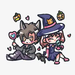  万圣节情侣cosplay糖果派对可爱卡通手绘素材图片素材其他格式下载动漫人物大全