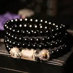  天天特价天然黑曜石手链108颗生肖佛珠男女情侣款...