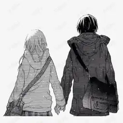  手拉手情侣背影素材图片免费下载高清卡通手绘png千库网图片编号7311081