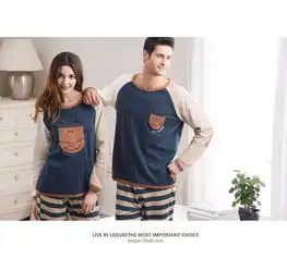  情侣家居服女人睡衣男女纯棉长袖长裤春季舒适情侣睡衣套装a172