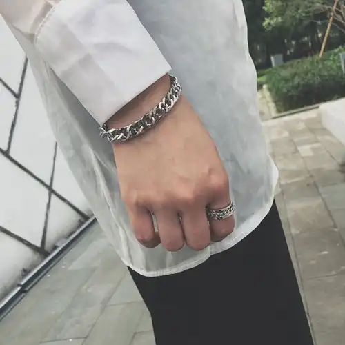  男学生霸气个性男士转动戒食指戒指女情侣戒指一对