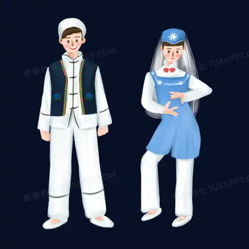  手绘少数民族人物回族男女形象插画元素png图片素材下载插画png熊猫办公