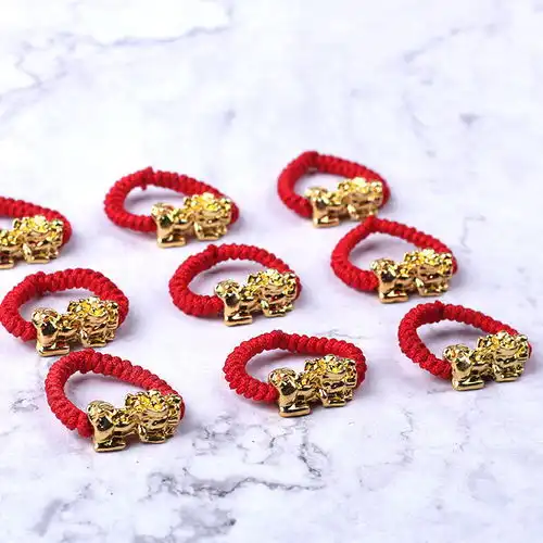  110个包邮转运珠貔貅戒指红绳戒指带弹力手工编织均码男女款情侣