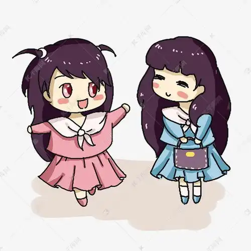 可爱闺蜜逛街卡通手绘插画素材图片免费下载千库网