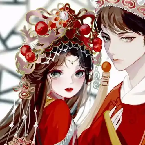  古风动漫情侣头像捧着花见面永远是件浪漫的事