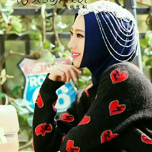  春秋季爆款穆斯林纱巾方便盖回族纯工吊坠套头莫代尔水晶麻