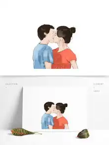  手绘接吻的情侣元素图片素材其他格式下载其他大全