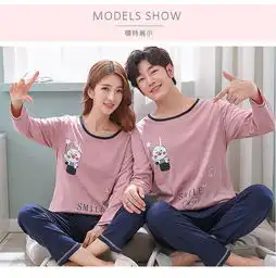  情侣睡衣长袖休闲家居服长袖两件套男女外穿套装