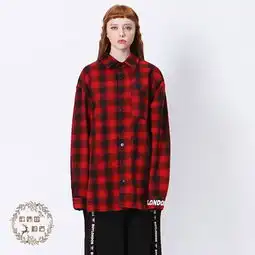  韩国潮牌boylondon格子长衬衫个性情侣衬衫男女同款