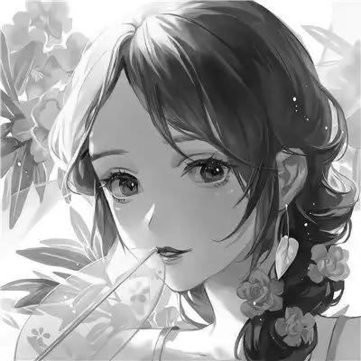  古风动漫情头黑白漫画一对