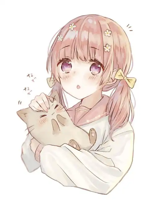  有没有女孩子抱着猫的动漫头像