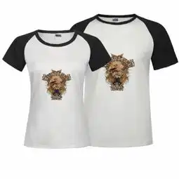  欧美双枪时尚插肩情侣装t恤