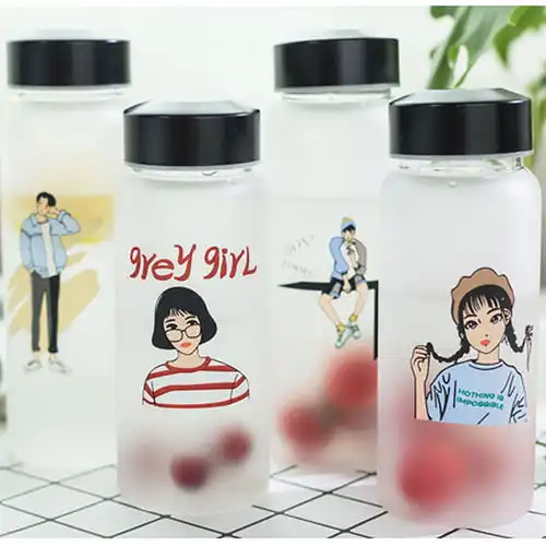  玻璃杯便携可爱闺蜜透明泡茶水杯子女学生ins原宿风创意韩版情侣