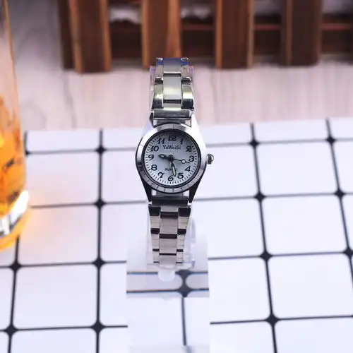  中老年人手表防水夜光老人表男表女表情侣表大数字钢带石英表女士