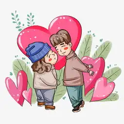  情人节情侣亲吻手绘插画图片素材其他格式下载动漫人物大全