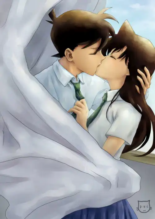  柯南和小兰情侣头像一左一右的