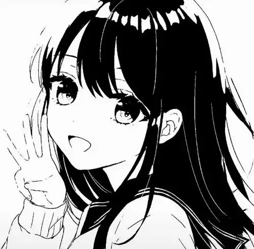  动漫头像黑白线稿头像